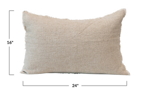 LINEN BLEND LUMBAR PILLOW WITH FRAYED EDGES - NATURAL