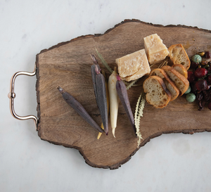 LIVE EDGE WOOD SLAB SERVING TRAY WITH HANDLES