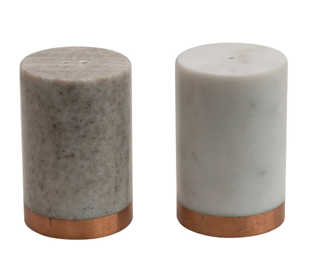 MARBLE SALT & PEPPER SHAKERS, SET OF 2