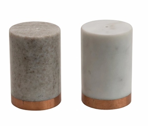 MARBLE SALT & PEPPER SHAKERS, SET OF 2