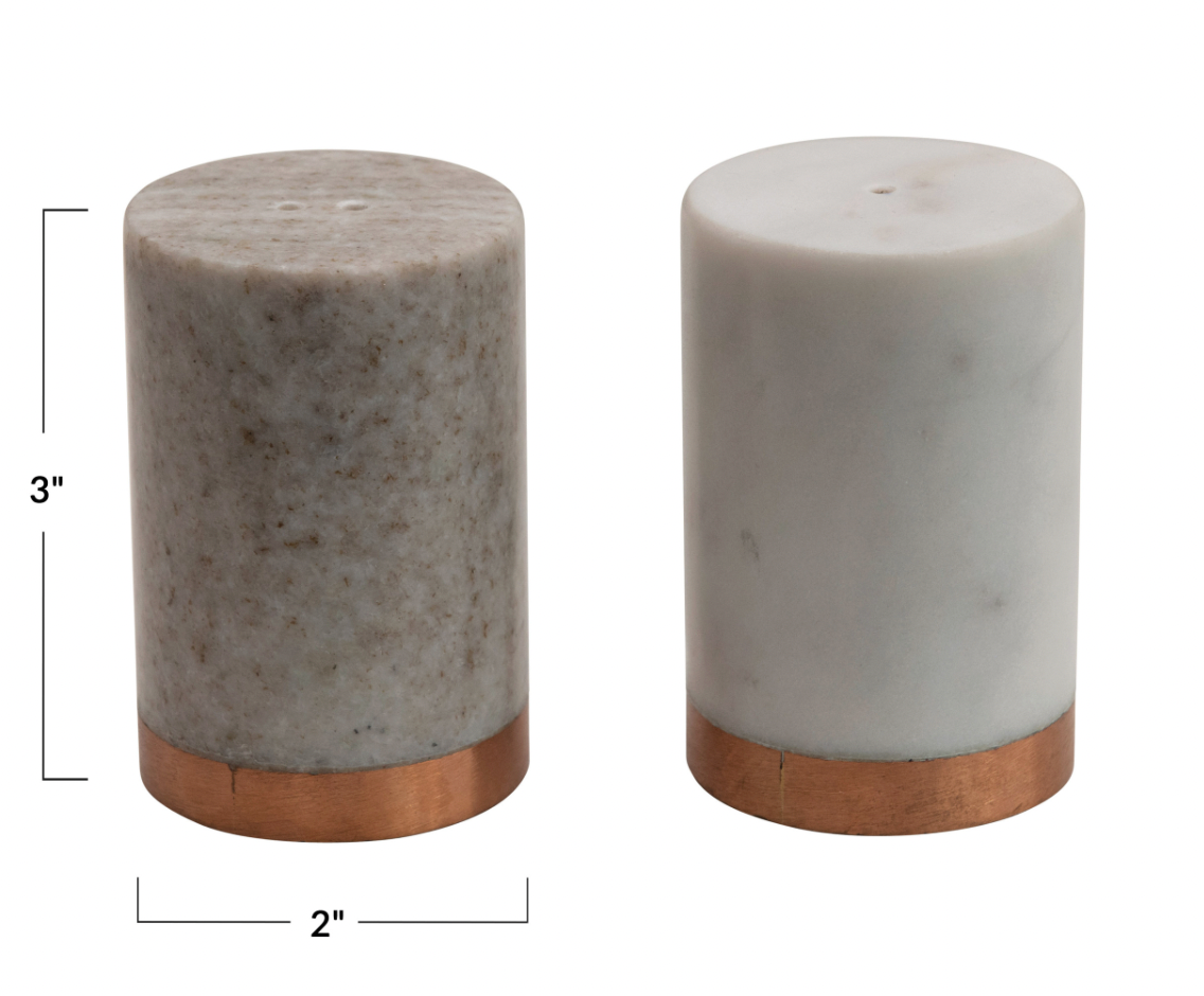 MARBLE SALT & PEPPER SHAKERS, SET OF 2